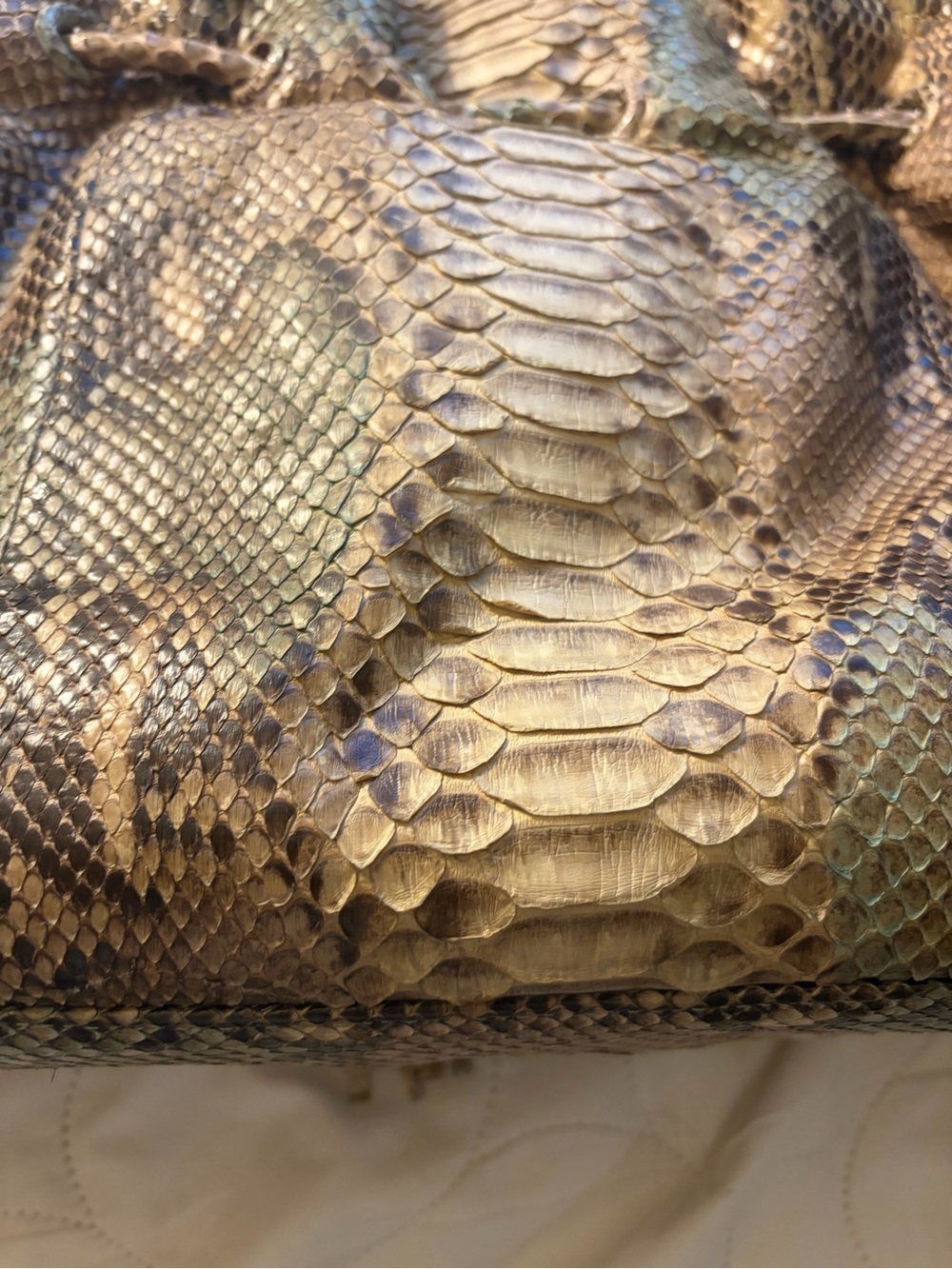 Python-Pattern Drawstring Tote Bag in Tan - Picture 7 of 13
